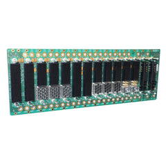 12-slot 3U VPX backplane aligned to SOSA 1.0. Includes 2 VITA 62 PSU slots