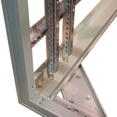 They extend 10” (254.00) from the base and are adjustable with leveling screw/pads.