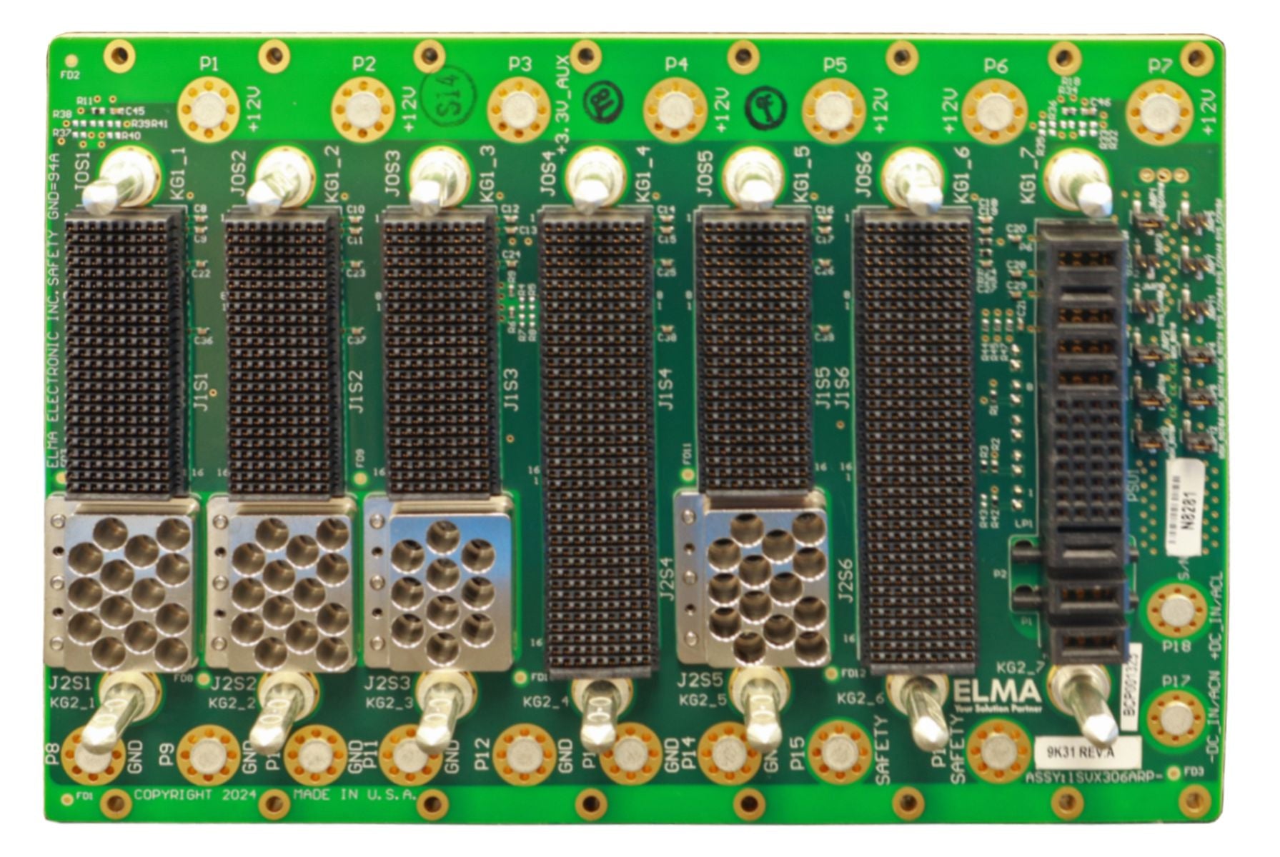 Backplane 3U OpenVPX backplane aligned to SOSA has 6 PIC slots and 1 VITA 62 slot ...