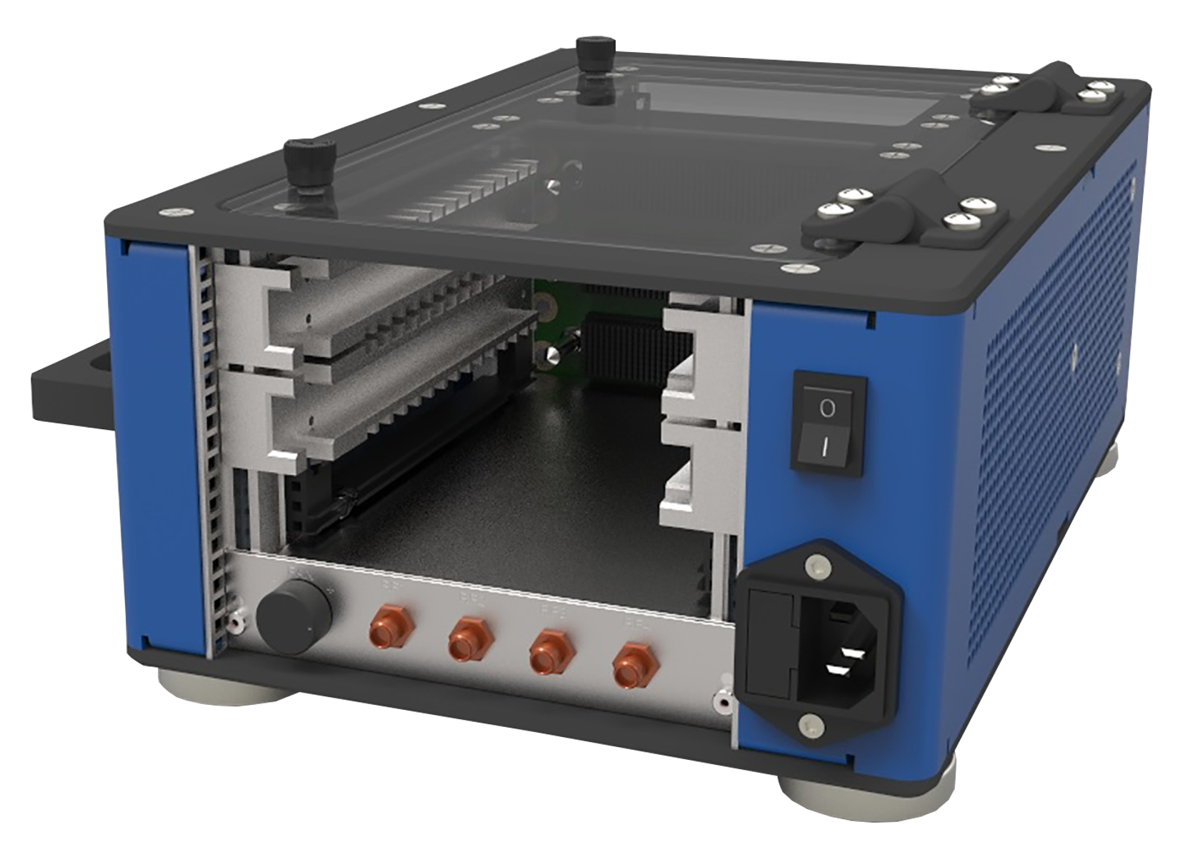 Stackable Electronics Chassis D-Frame is a small, portable development chassis for development of 3U ...